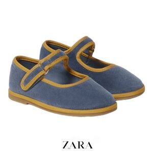 Zara Kids Blue velvet Mary Janes toddler